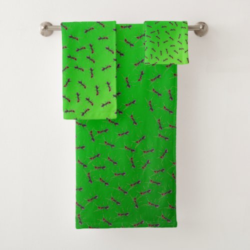 Swarm Of Green Ants Bath Towel Set
