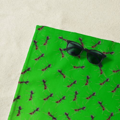 Swarm Of Green Ants Beach Towel