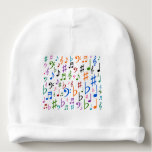 [ Thumbnail: Swarm of Music Notes and Symbols Baby Beanie ]