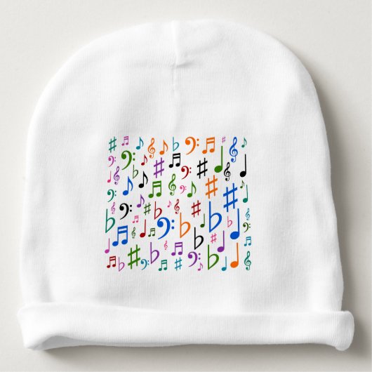 Swarm of Music Notes and Symbols Baby Beanie (Front)