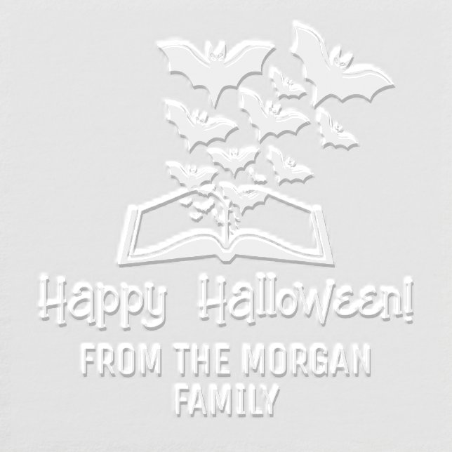 Swarming Bats Book Happy Halloween Wishes Name Embosser (Design)