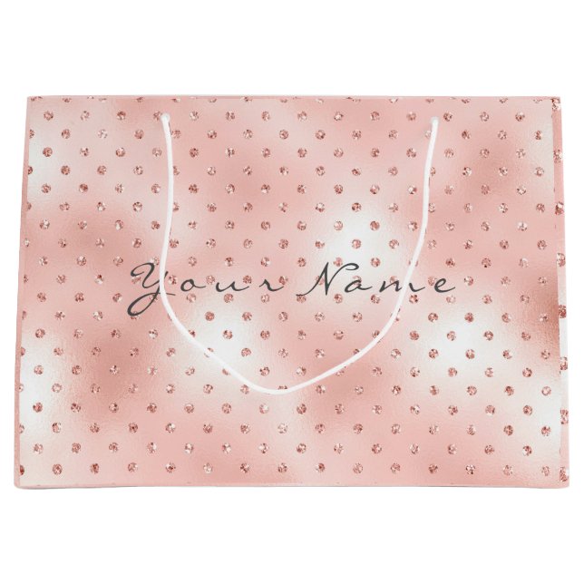 Swarovski Crystals Rose Gold Blush Metallic Gift Large Gift Bag (Front)