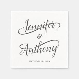 Swash Calligraphy Fancy Handwritten Wedding Napkins
