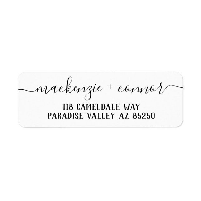 Swash Font Calligraphy Script Return Address Label (Front)