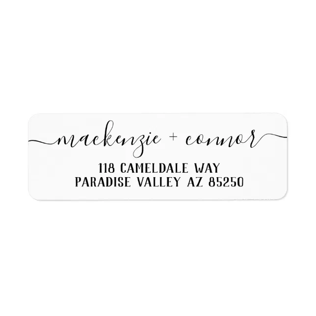 Swash Font Calligraphy Script Return Address Label Zazzle