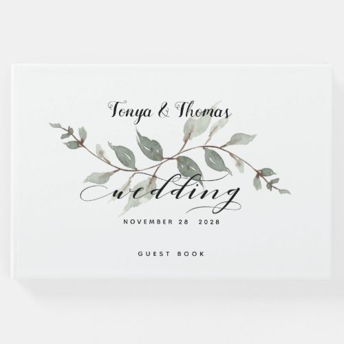 Swash Font Calligraphy Wedding Guest Book