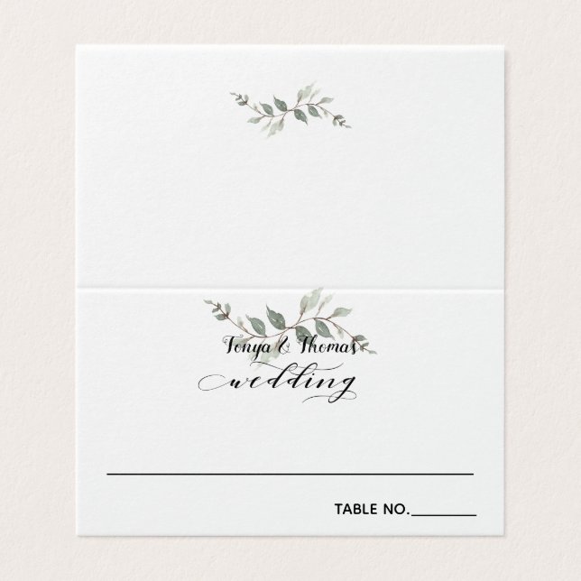 Swash Font Calligraphy Wedding Guest Seating Cards (Outside Unfolded)