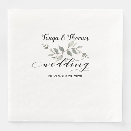 Swash Font Calligraphy Wedding Paper Dinner Napkins