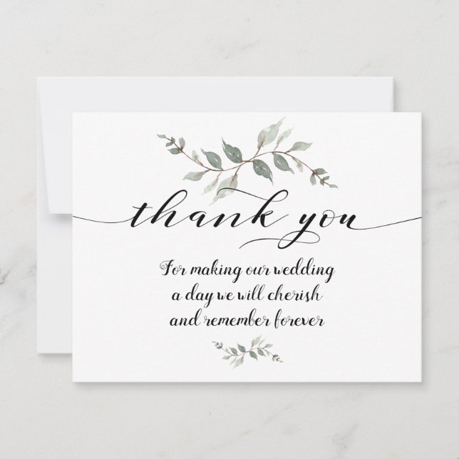 Swash Font Calligraphy Wedding Thank You Card (Front)