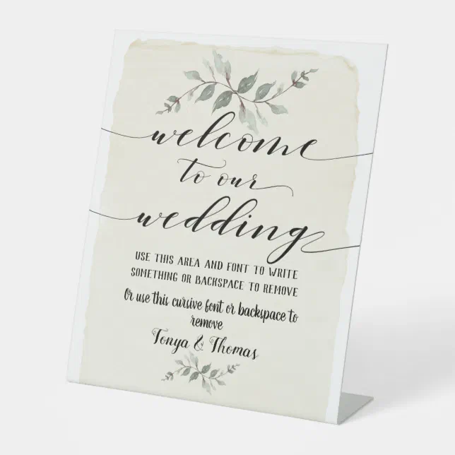 Swash Font Writing Calligraphy Rustic Welcome Pedestal Sign | Zazzle