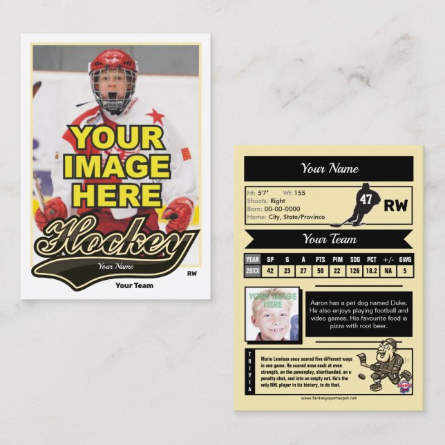 Swash Hockey Trading Card - Custom Stats (Front/Back)