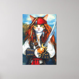 Swashbuckler Pirate Cat Fantasy Character Art Canvas Print