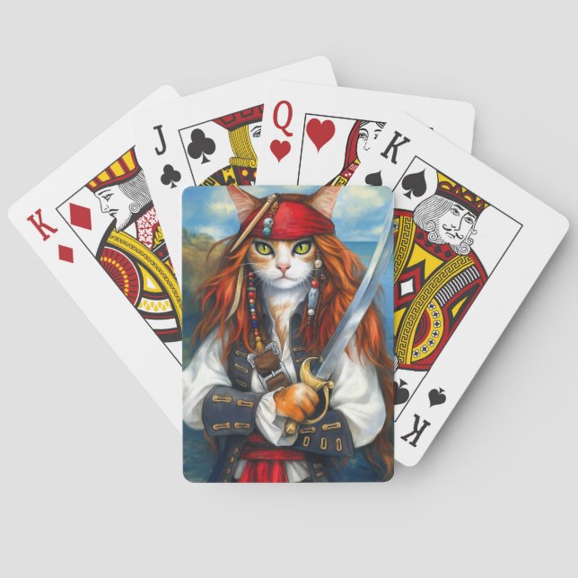 Swashbuckler Pirate Cat | Fantasy Character Art Poker Cards (Back)