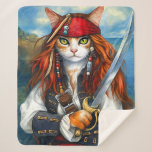 Swashbuckler Pirate Cat   Fantasy Character Art Sherpa Blanket