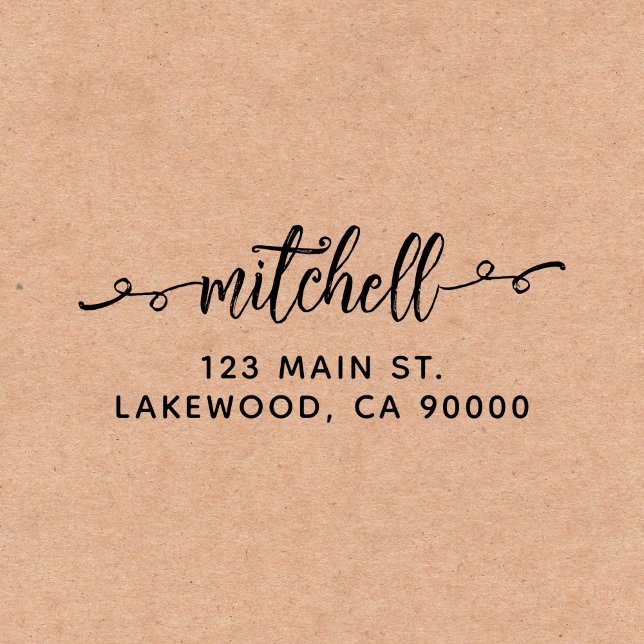 Swashe Script Cute Return Address Self-inking Stamp (Creator Uploaded)