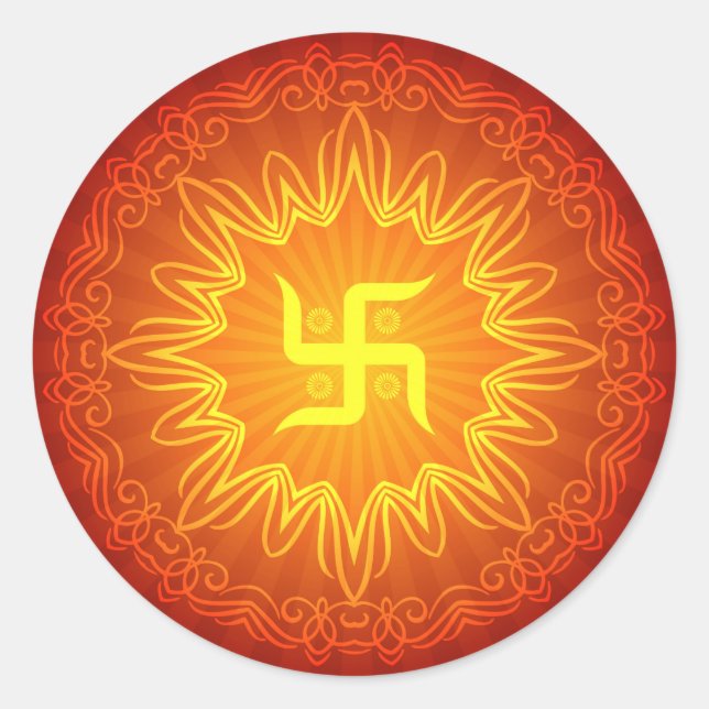 Swastika Decorative Design Classic Round Sticker (Front)