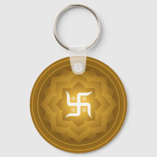 Swastika Lotus Design Keychain