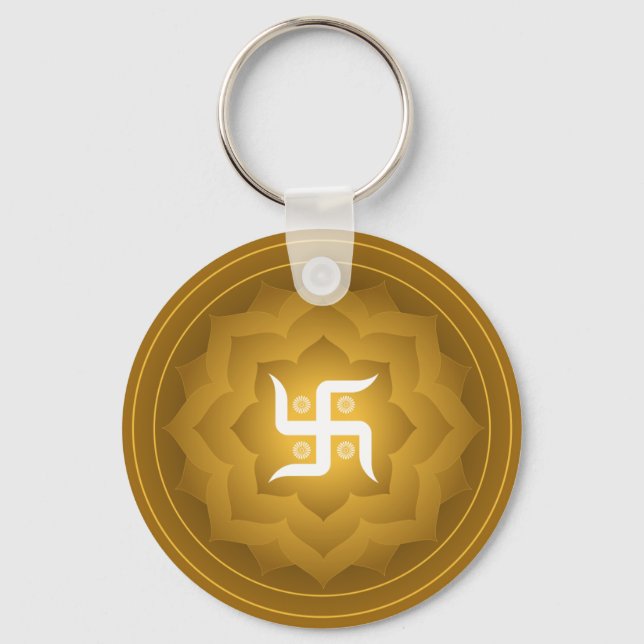 Swastika Lotus Design Keychain (Front)