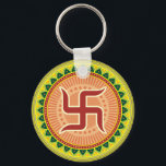 Swastika with Traditional Indian style Mandana Keychain<br><div class="desc">Swastika with Traditional Indian style Mandana</div>