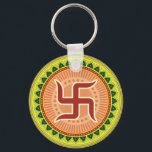 Swastika with Traditional Indian style Mandana Keychain<br><div class="desc">Swastika with Traditional Indian style Mandana</div>