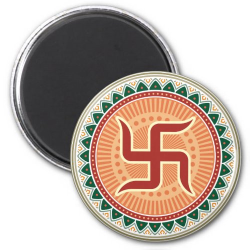 Swastika with Traditional Indian style Mandana Magnet
