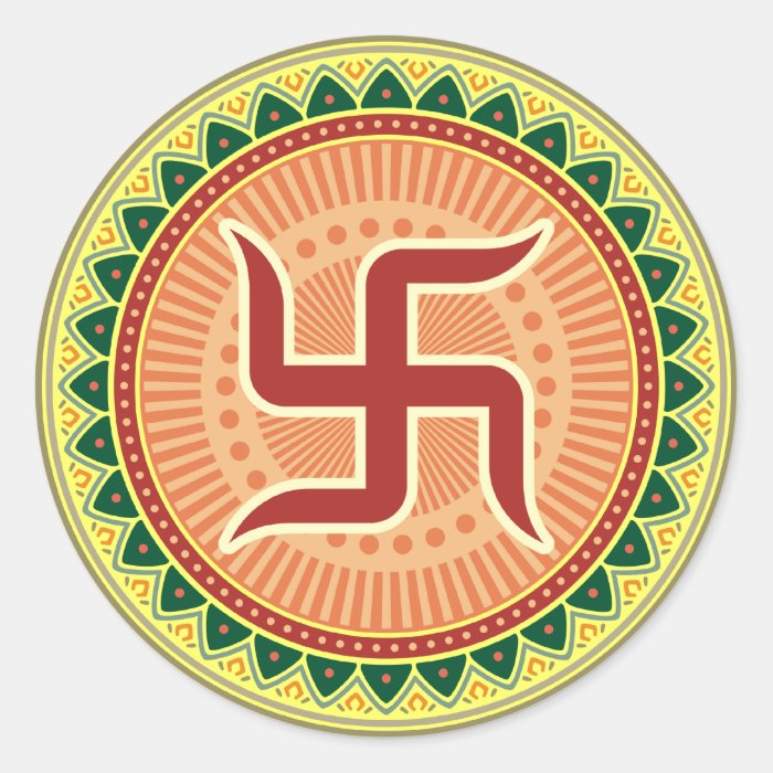 Swastika with Traditional Indian style Mandana Stickers