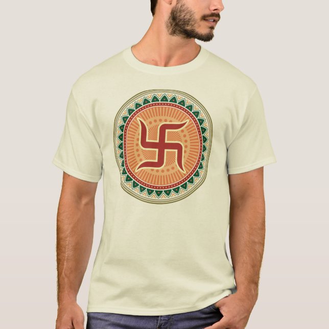 Swastika with Traditional Indian style Mandana T-Shirt (Front)