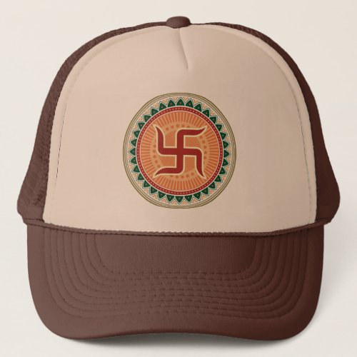 Swastika with Traditional Indian style Mandana Trucker Hat