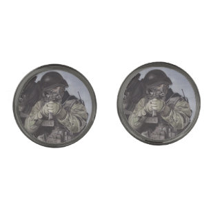 SWAT Gunmetal Studs Police Cufflinks Miranda