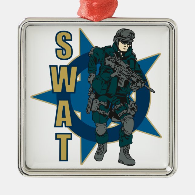 SWAT Police Officer Metal Ornament (Front)