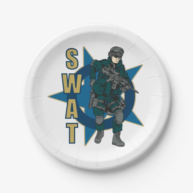 SWAT Police Officer Paper Plates (Front)