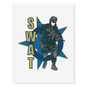SWAT Police Officer Temporary Tattoos