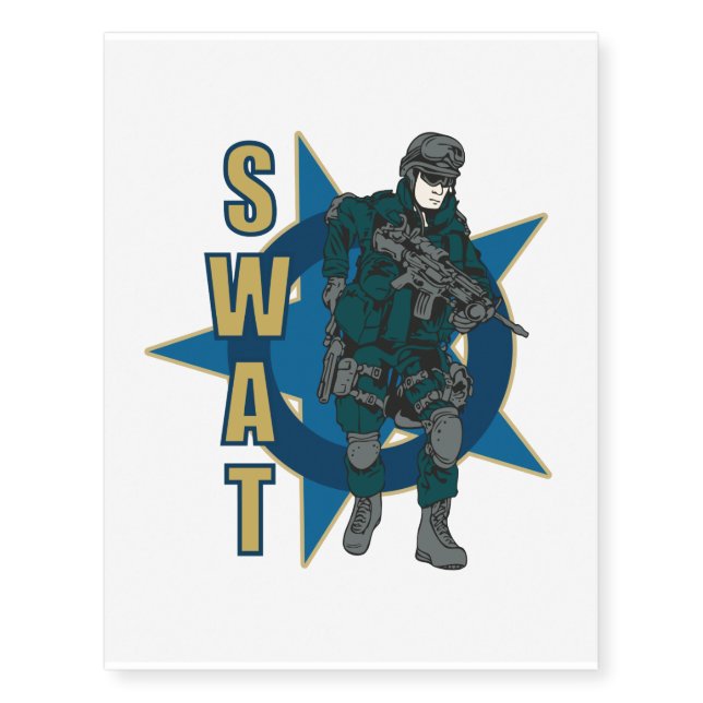SWAT Police Officer Temporary Tattoos (Front)