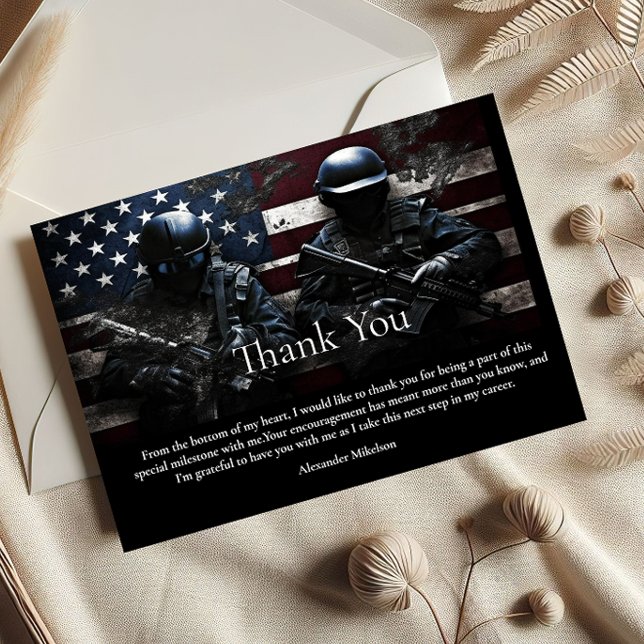 SWAT Team American Flag Graduation Thank You Card (Creator Uploaded)
