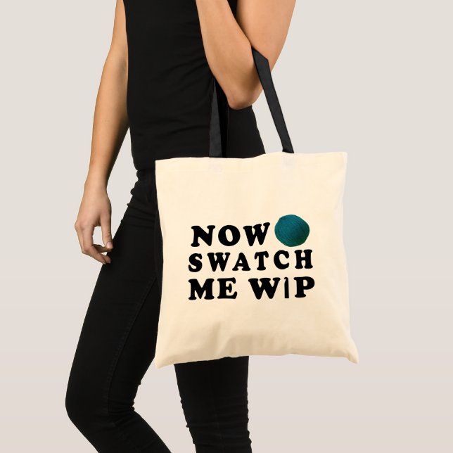 Swatch Me WIP - Teal Yarn Craft Lingo Tote Bag (Front (Product))