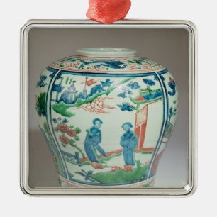 Swatow polychrome oviform jar, late 16th century metal ornament