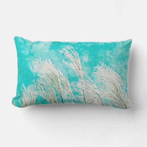 Sway _ Ornamental Grasses Against a Blue Sky Lumbar Pillow