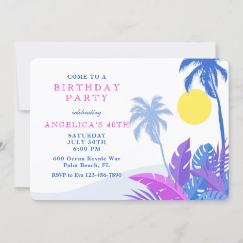 Swaying Palm Trees Birthday Invitation