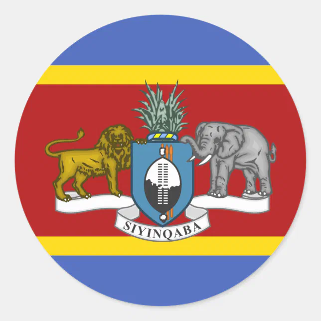 Swazi Flag And Coat Of Arms Flag Of Eswatini Classic Round Sticker Zazzle 2409