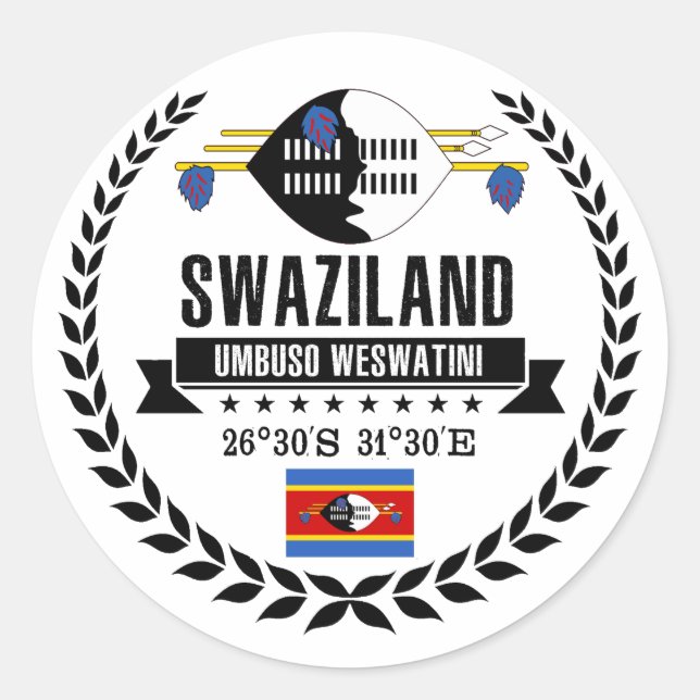 Swaziland Classic Round Sticker (Front)