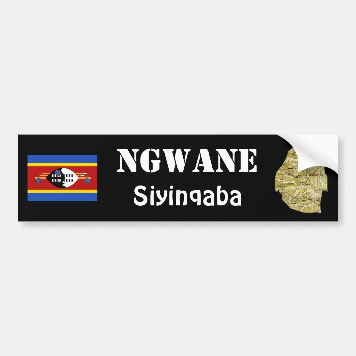 Swaziland Flag + Map Bumper Sticker