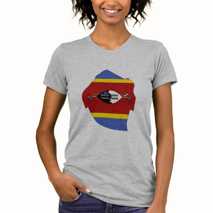 Swaziland flag map t shirts