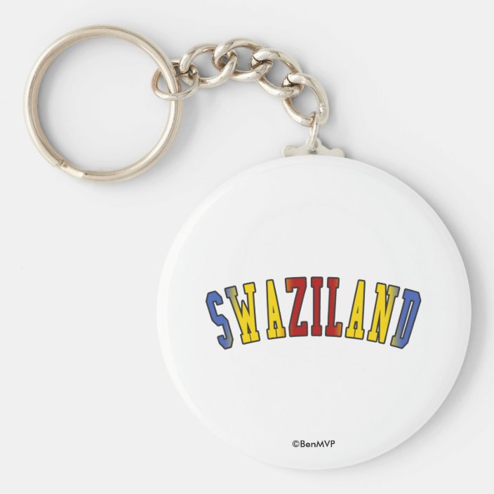 Swaziland in National Flag Colors Keychain
