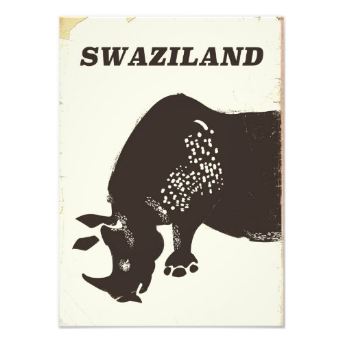 Swaziland Rhino vintage style travel poster