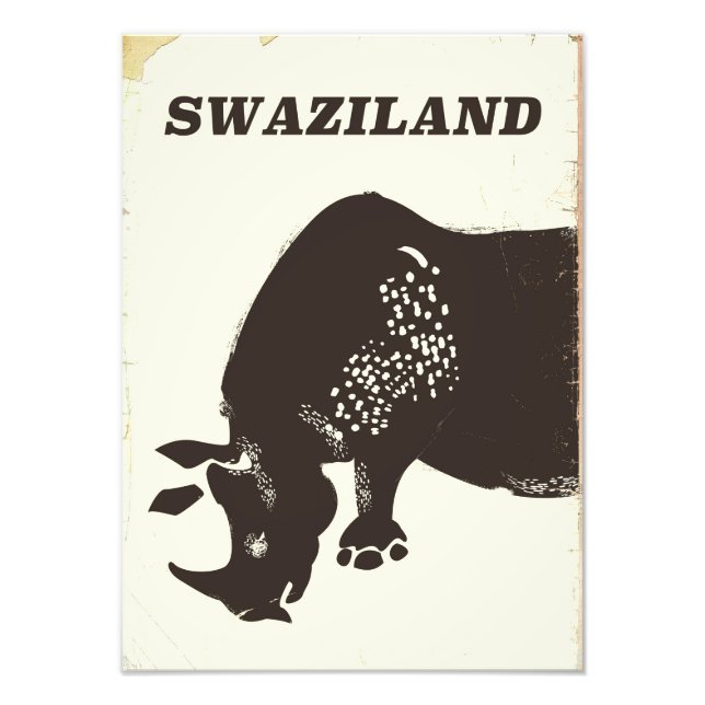 Swaziland Rhino vintage style travel poster (Front)