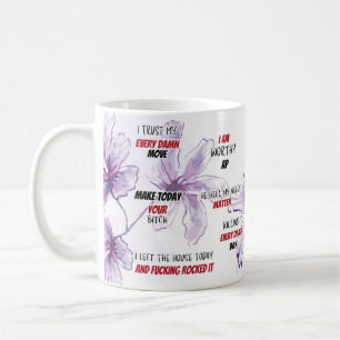 Swear Affirmation Watercolor Floral Coffee Mug