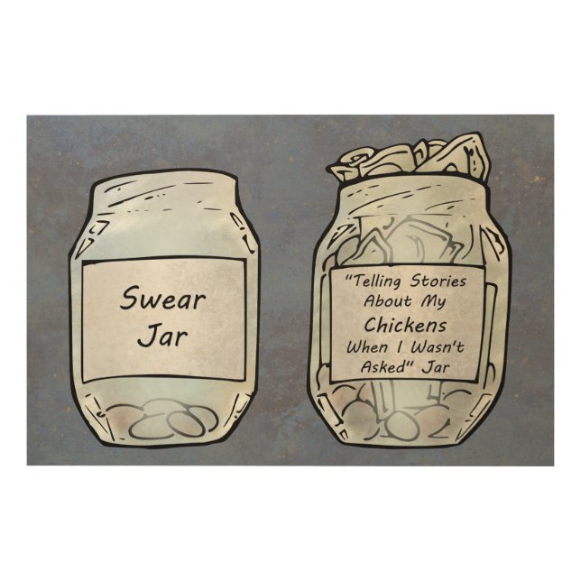 Swear Jar and Chicken Jar Wood Wall Art (Front)
