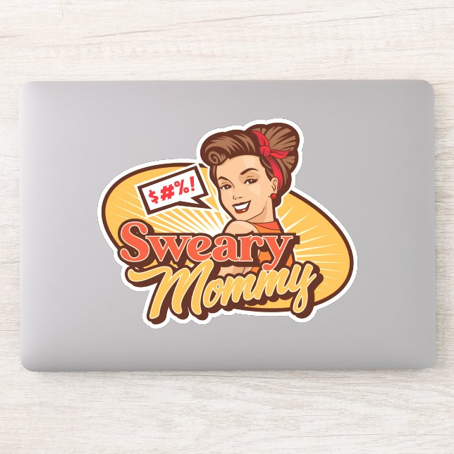 Sweary Mommy Original Logo Die Cut Sticker (Computer)