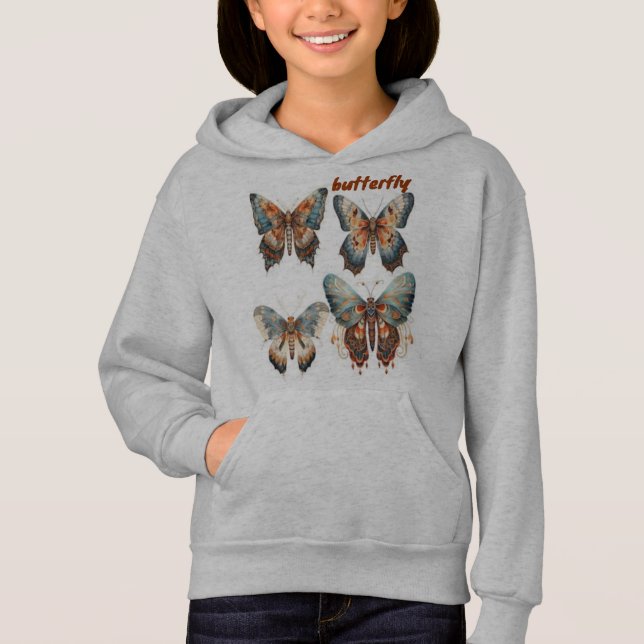sweat-capuche butterfly for girls hoodie (Front)