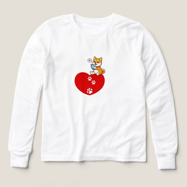 Sweat "Connected Canine Heart": Adorable Shiba Inu Tri-Blend Shirts (Design Front)
